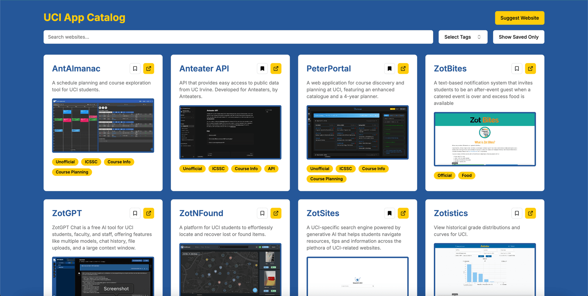 Screenshot of UCI App Catalog
