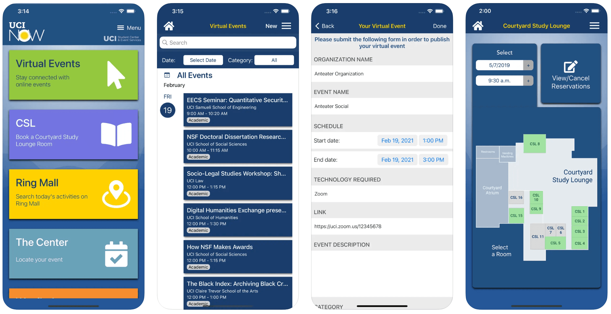 Screenshot of UCI Now