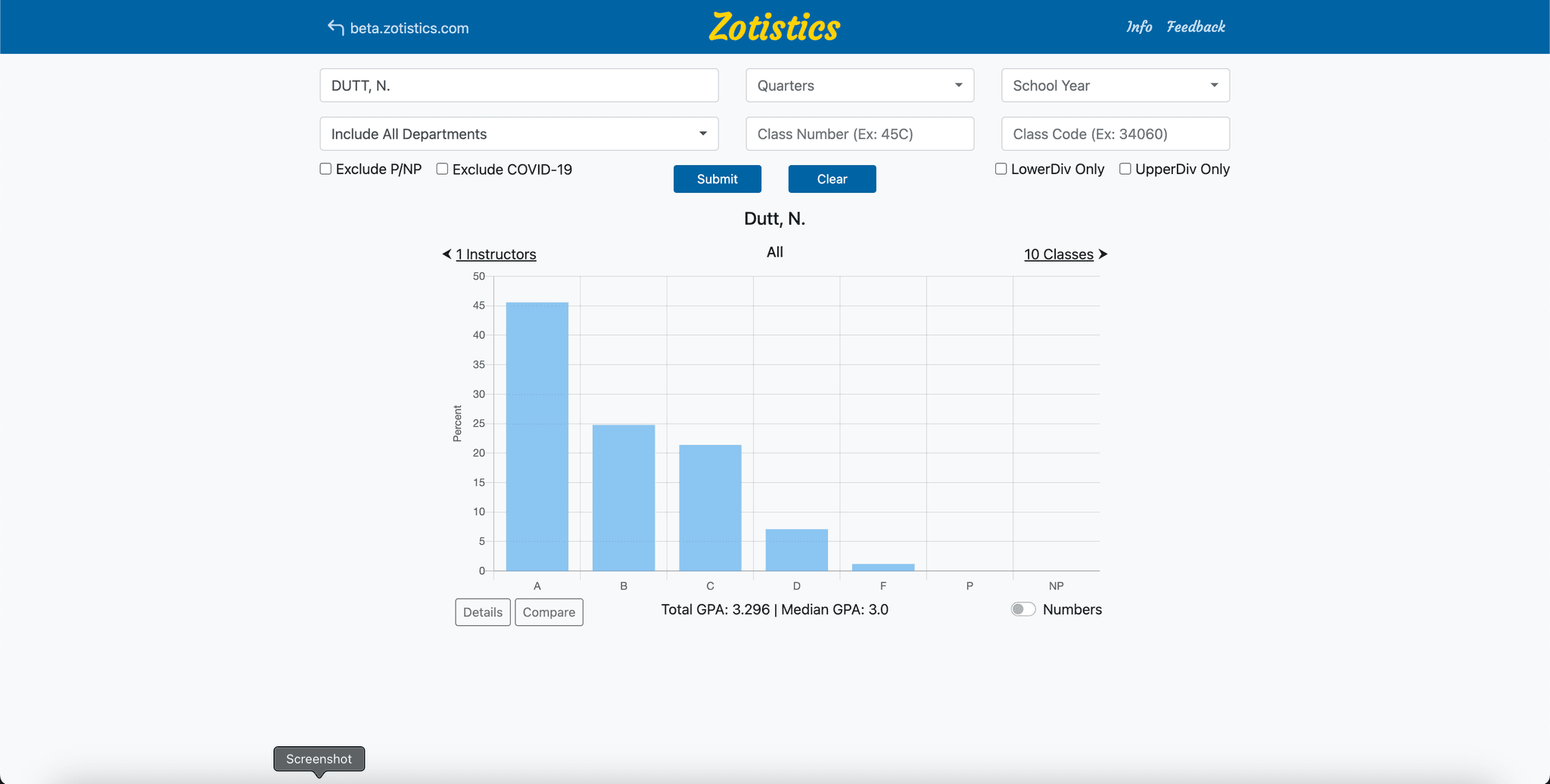 Screenshot of Zotistics